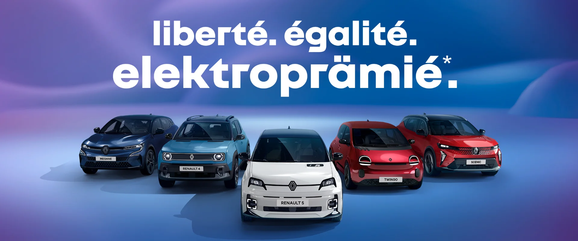 Abbildung von 5 Elektro Renaults mit Elektroprämie